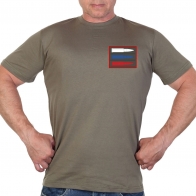 Хаки футболка с термотрансфером "Триколор из патронов"