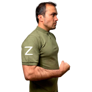 Хлопковая оливковая футболка-поло с литерой Z