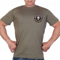 Хлопковая оливковая футболка с термоаппликацией "Доброволец