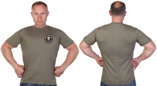 Хлопковая оливковая футболка с термоаппликацией Доброволец