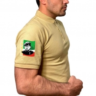 Хлопковая песочная футболка-поло с Рамзаном Кадыровым