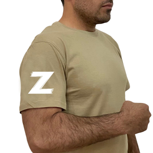 Хлопковая песочная футболка с литерой Z