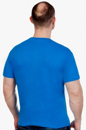 Хлопковая синяя футболка РОССИЯ - заказать в подарок