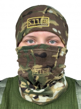 Камуфляжный комплект шапка и снуд 5.11 Tactical (Мультикам)