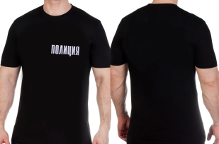 Классическая черная мужская футболка с нашивкой Полиция купить выгодно
