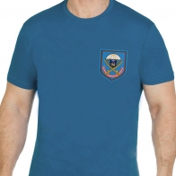 Комфортная бирюзовая футболка с вышитой эмблемой ВДВ 104 ПДП