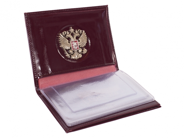Купить кожаное портмоне для документов с гербом РФ