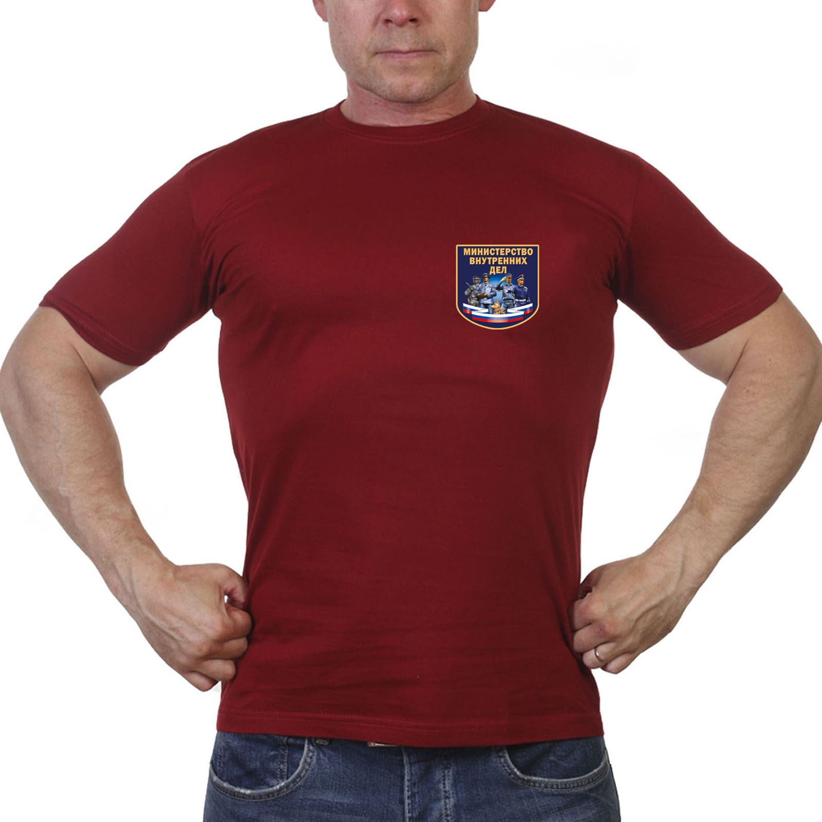 Краповая футболка с термотрансфером "Министерство Внутренних Дел"