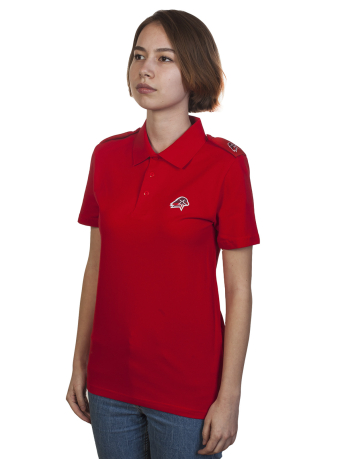 Красная футболка поло «Юнармия» для девочек