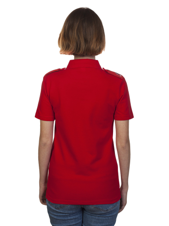 Красная футболка поло «Юнармия» для девочек