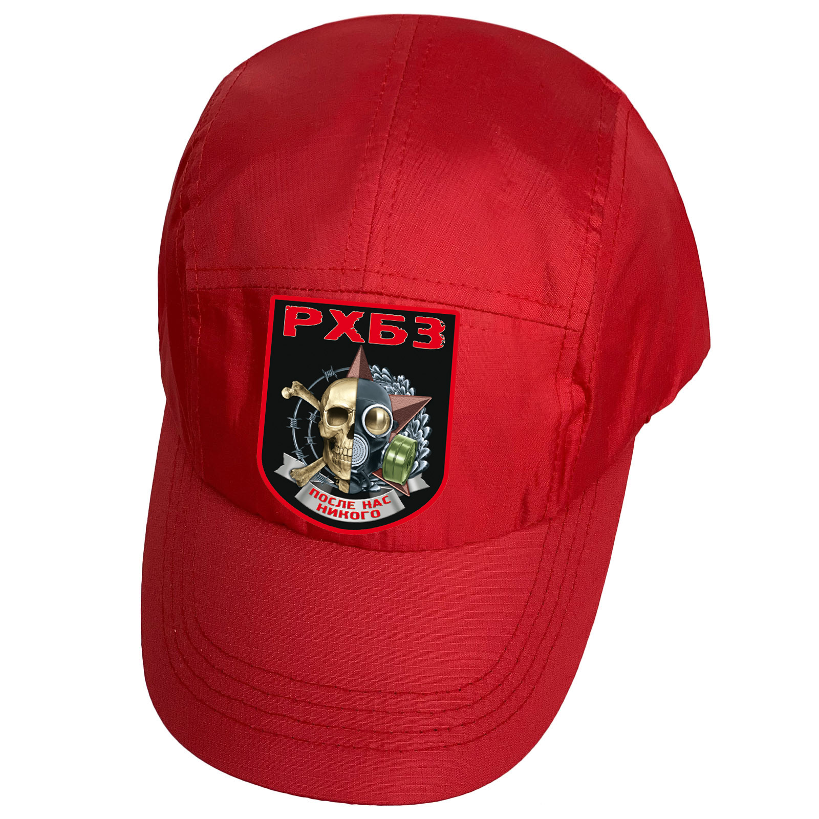 Красная кепка РХБЗ с тематическим термотрансфером №7092
