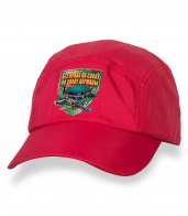 Красная сочная кепка-пятипанелька с термонаклейкой Погранвойск