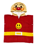 Красное детское полотенце с желтым капюшоном