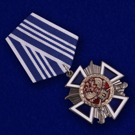 Крест "За заслуги перед казачеством" 3 степень в бордовом футляре с пластиковой крышкой - общий вид
