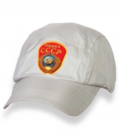 Крутая белая кепка-пятипанелька с термонаклейкой Рожден в СССР