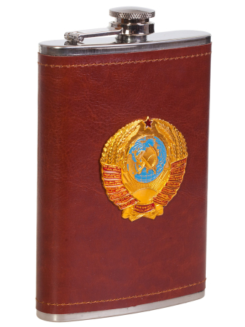 Крутая карманная фляжка с металлической накладкой Герб СССР - купить выгодно