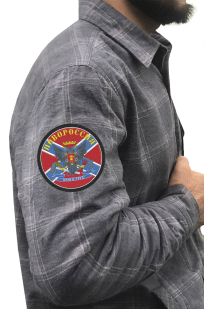 Крутая мужская рубашка с вышитым флагом и гербом Новороссии - купить онлайн