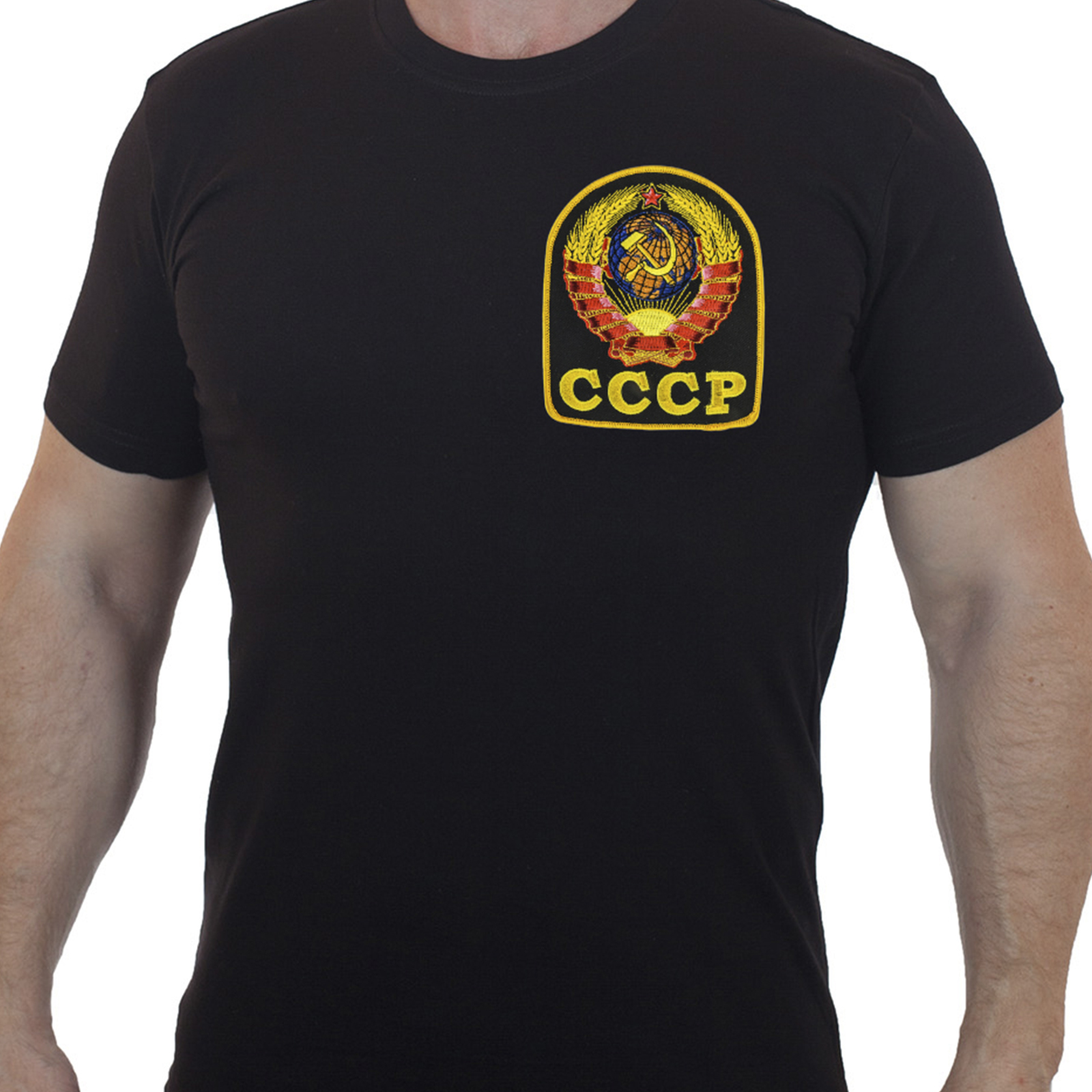 Купить лаконичную футболку с вышитым гербом СССР по лучшей цене