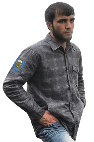 Лаконичная рубашка с вышитым шевроном 38 отдельный полк связи ВДВ - купить в подарок