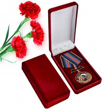 Латунная медаль 14 Гв. ОБрСпН ГРУ - в бордовом презентабельном футляре