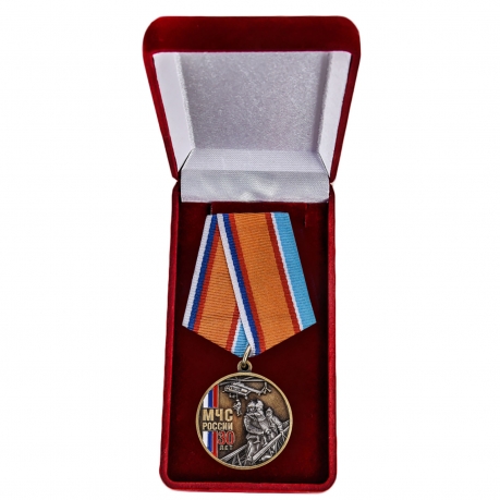 Латунная медаль 30 лет МЧС России - в футляре