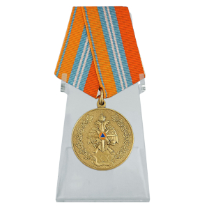 Латунная медаль ГКЧС-МЧС на подставке