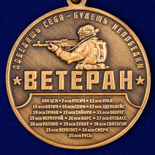 Латунная медаль Спецназ Ветеран в футляре с удостоверением