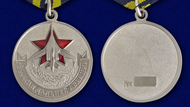 Латунная медаль "Ветеран дальней авиации" (в футляре) - аверс и реверс