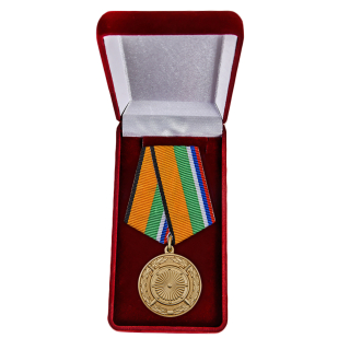 Латунная медаль За вклад в укрепление обороны РФ - в футляре