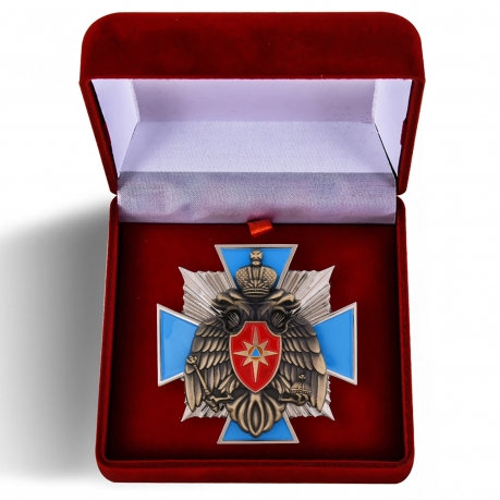 Латунный крест МЧС России - в футляре