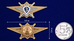 Латунный квалификационный знак Специалист 3-го класса МО РФ - сравнительный вид