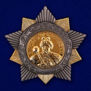 Латунный Орден Богдана Хмельницкого 1 степени (СССР) на подставке - общий вид