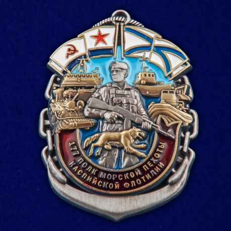 Латунный знак 177-й полк морской пехоты Каспийской флотилии - общий вид
