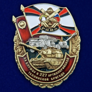 Латунный знак За службу в 227-ой артиллерийской бригаде - общий вид