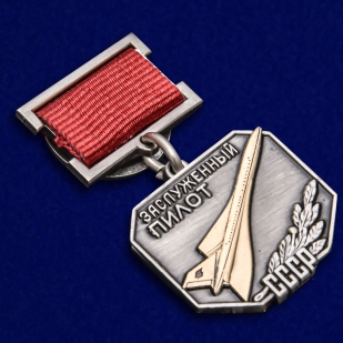Латунный знак Заслуженный пилот СССР - общий вид