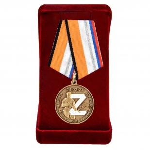 Латунная медаль Z За участие в операции по денацификации и демилитаризации Украины - в футляре