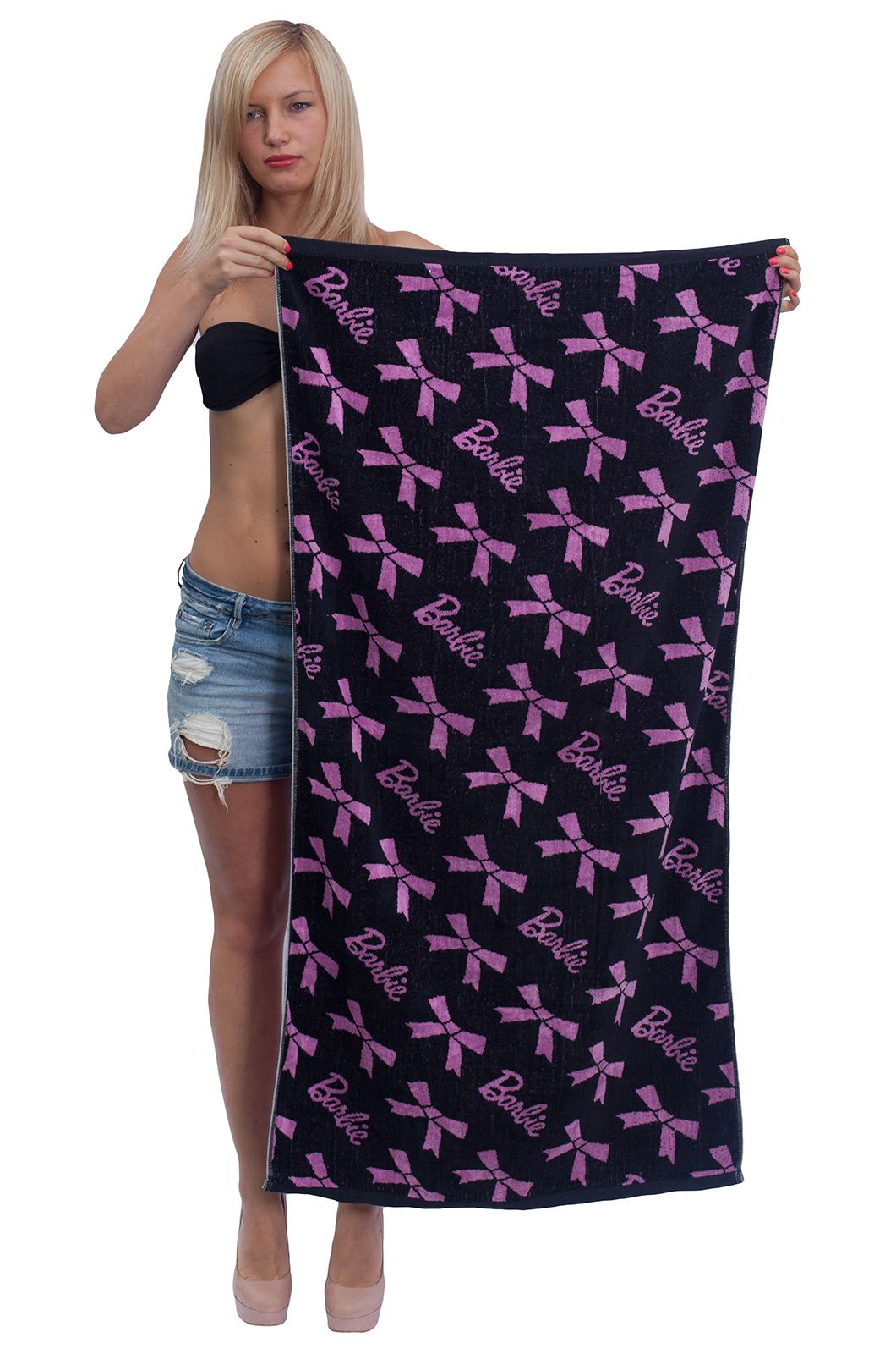 Махровое полотенце с девчачьим принтом