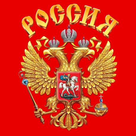 Майка с надписью "Россия" - принт с гербом