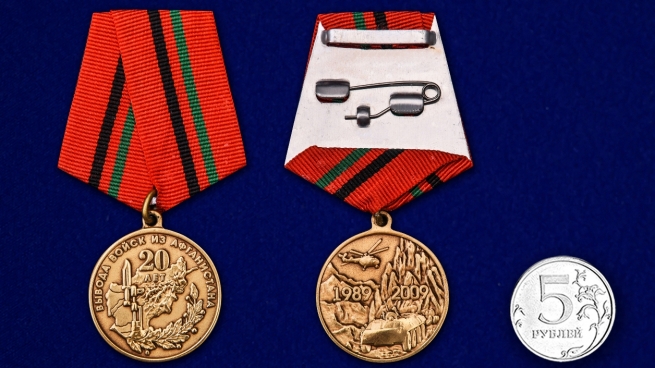 Медаль 20 лет вывода войск из Афганистана - сравнительный размер