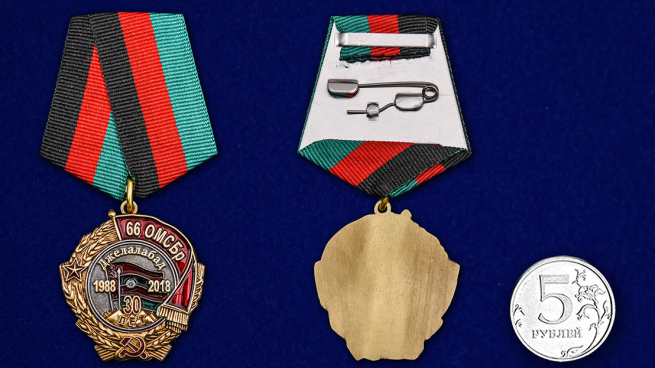 Медаль 30 лет вывода из Афганистана 66 ОМСБр - сравнительные размеры