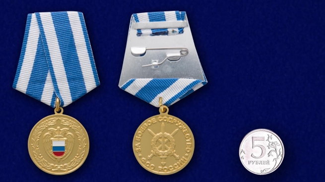 Медаль ФСО РФ "За боевое содружество" в футляре из флока с пластиковой крышкой - сравнительный вид