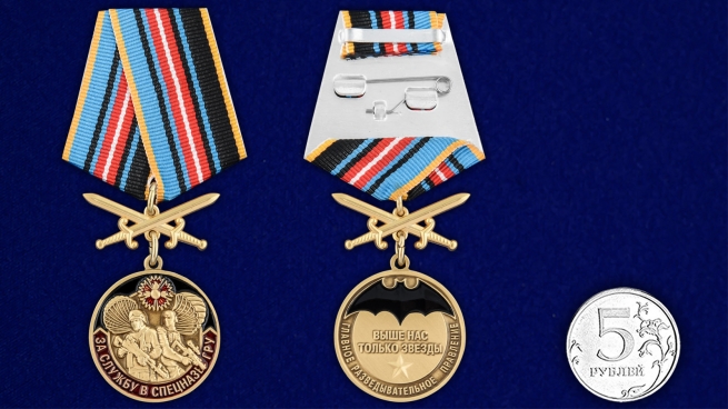 Медаль ГРУ "За службу в спецназе" - размер