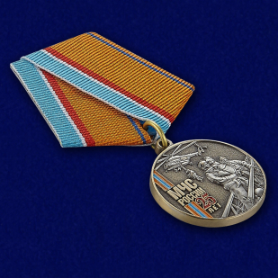 Медаль "МЧС России 25 лет" в футляре из флока темно-бордового цвета - общий вид