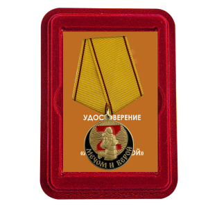 Медаль "Мечом и Верой" в футляре из флока с прозрачной крышкой