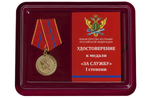 Медаль Минюст РФ "За службу" (1 степень)