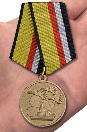 Медаль МО РФ Участнику военной операции в Сирии  - вид на ладони