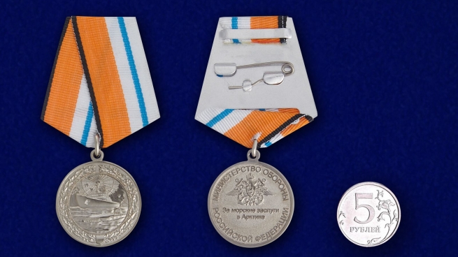Медаль МО РФ За морские заслуги в Арктике - сравнительный вид