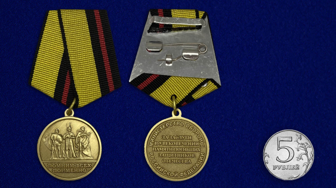 Медаль За увековечение памяти погибших защитников Отечества - сравнительный размер
