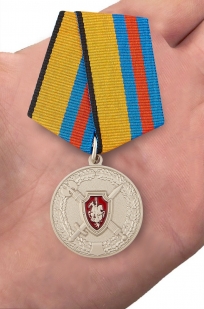 Медаль МО России За заслуги в обеспечении законности и правопорядка - вид на ладони