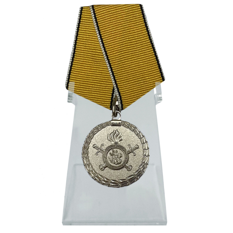 Медаль МВД За разминирование на подставке